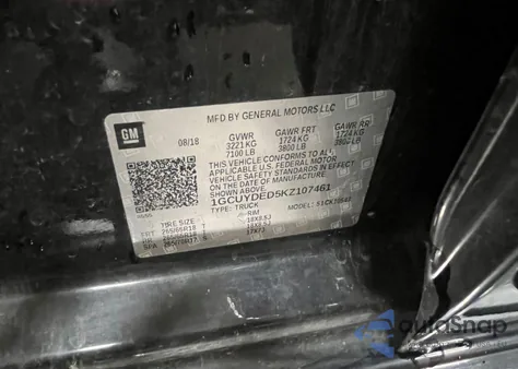 2019 Chevrolet Silverado 1500 Lt из США, поврежденный, VIN 1GCUYDED5KZ107461